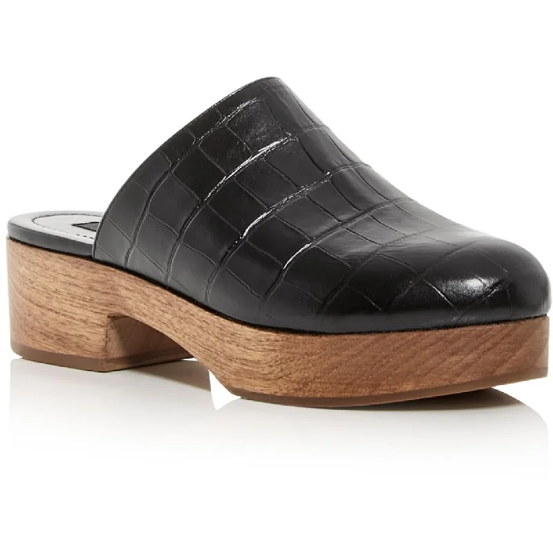 Aqua Womens Leather Slip on Clogs Victorian - Era Boot Style  