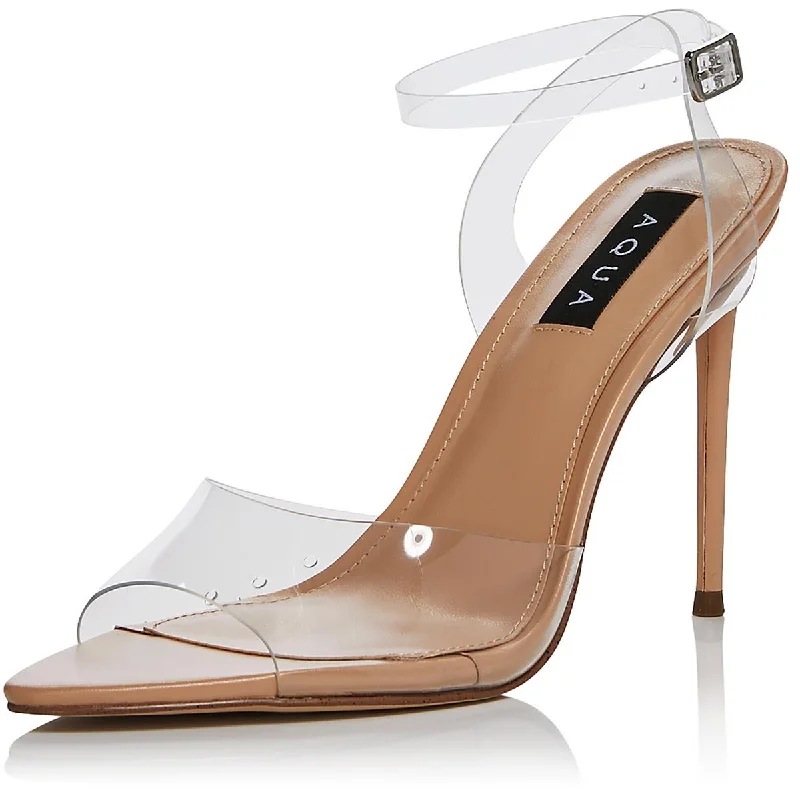Aqua Womens Milan Vinyl Ankle Strap Heels Mod Oxford Design  