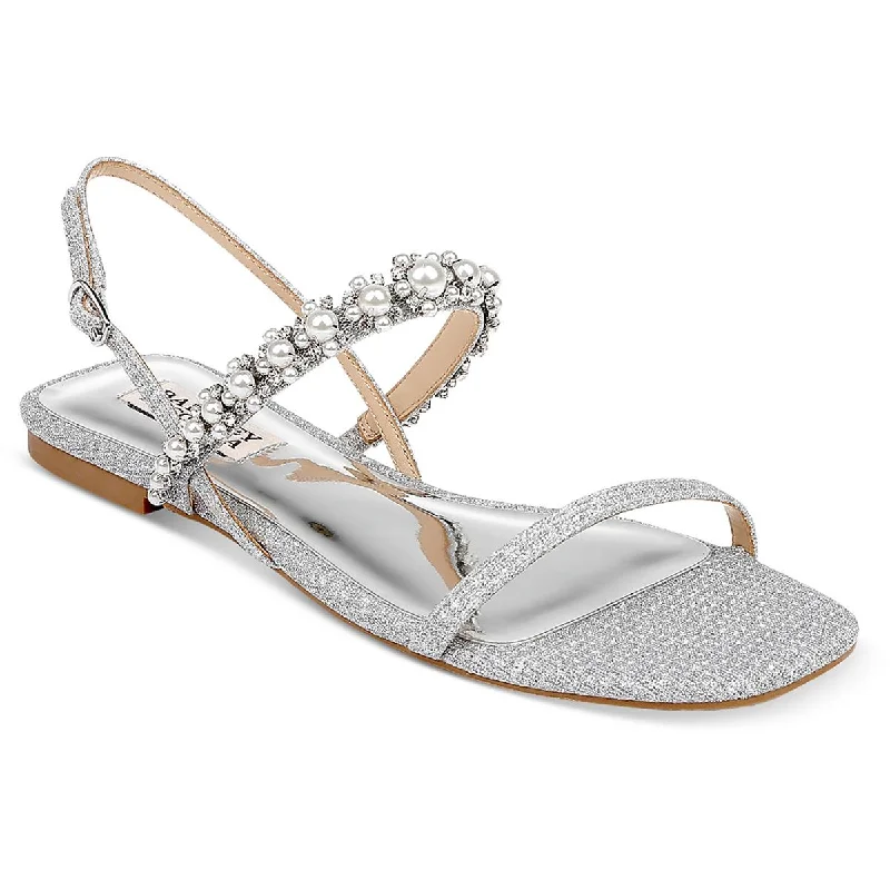 Badgley Mischka Womens Natalee Metallic Embellished Slingback Sandals Smart - Shoe Functionality Style  