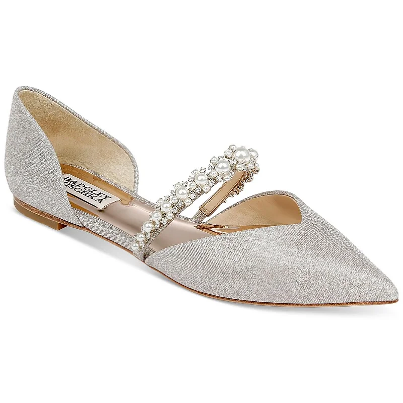 Badgley Mischka Womens Natalia Glitter Slip On Ballet Flats Casual Loafer Style          