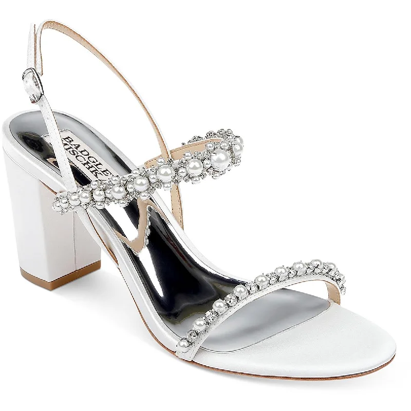 Badgley Mischka Womens Natasha Satin Adjustable Block Heel Wingtip Oxford Design 