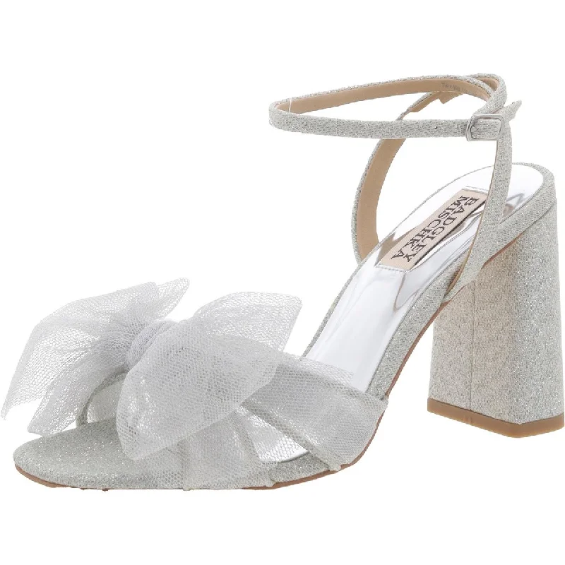 Badgley Mischka Womens Textured Bow Heels Single - Buckle Monk Look  