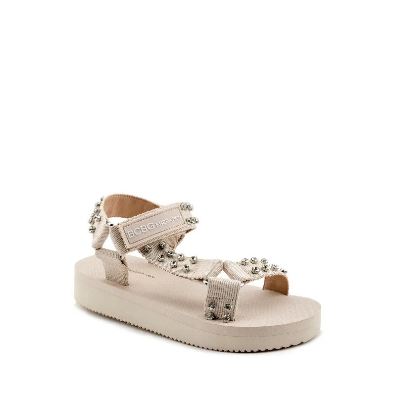 BCBGeneration Womens Parna-2 Studded Adjustable Flatform Sandals Open - Lacing Derby Look  