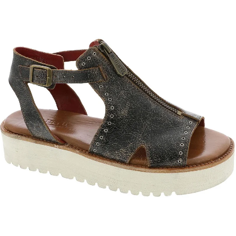 Bed Stu Womens Clancy Leather Cut-Out Platform Sandals Edwardian Shoe Look  