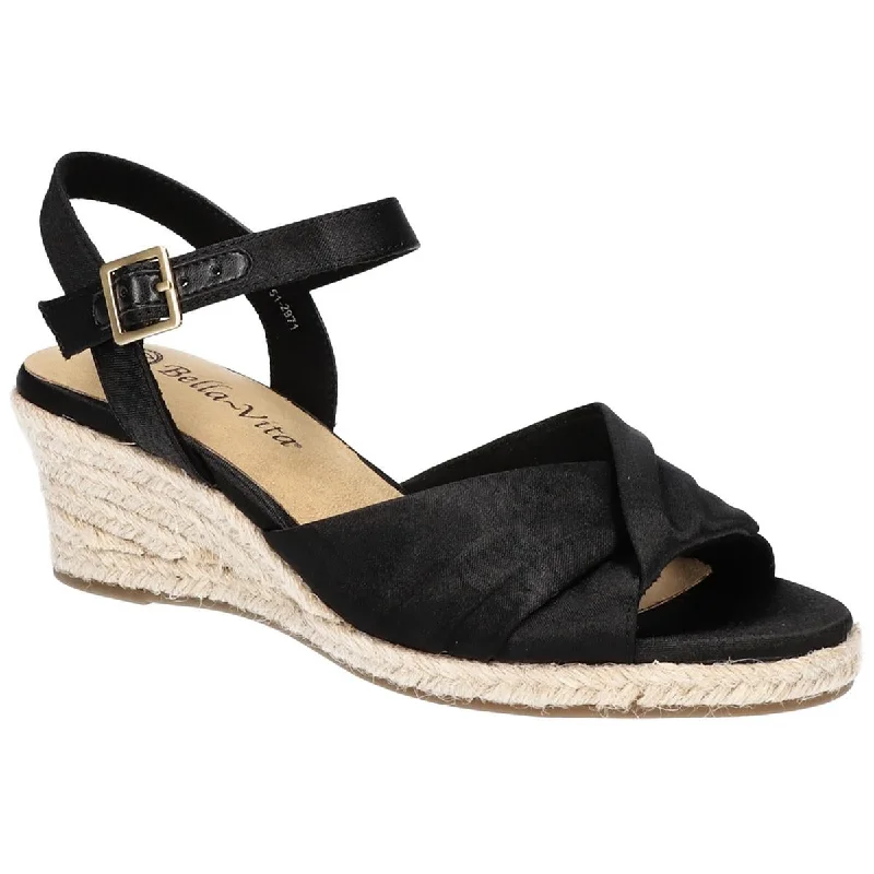 Bella Vita Womens Isabeth Faux Silk Cushioned Footbed Espadrille Heels Artisan - Crafted Loafer Style  