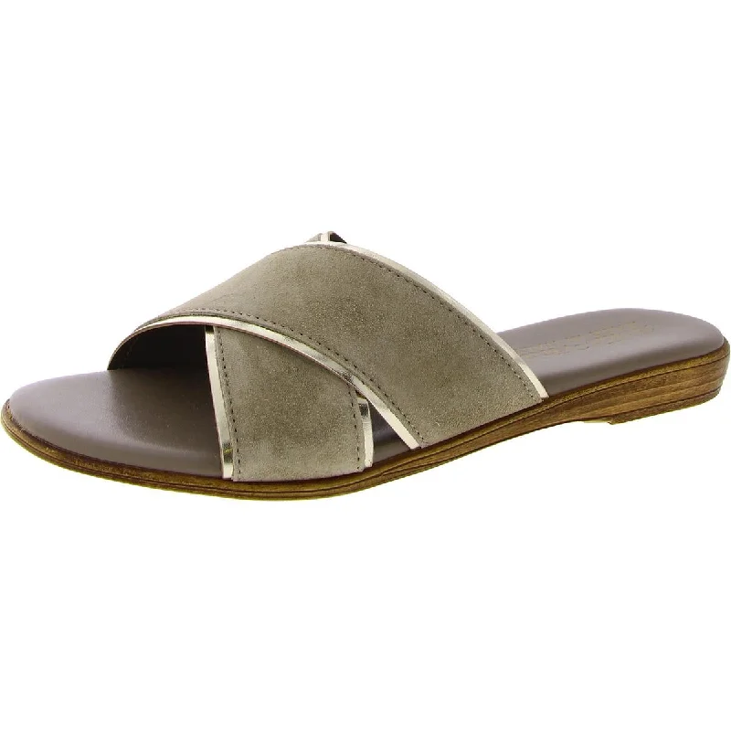 Bella Vita Womens Tab-Italy Faux Suede Flat Slide Sandals Casual Loafer Style          
