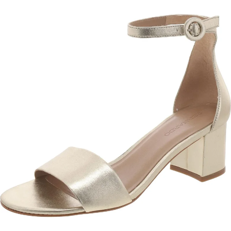 Bernardo Womens Belinda Leather Open Toe Ankle Strap Checkered Shoe Pattern Look  
