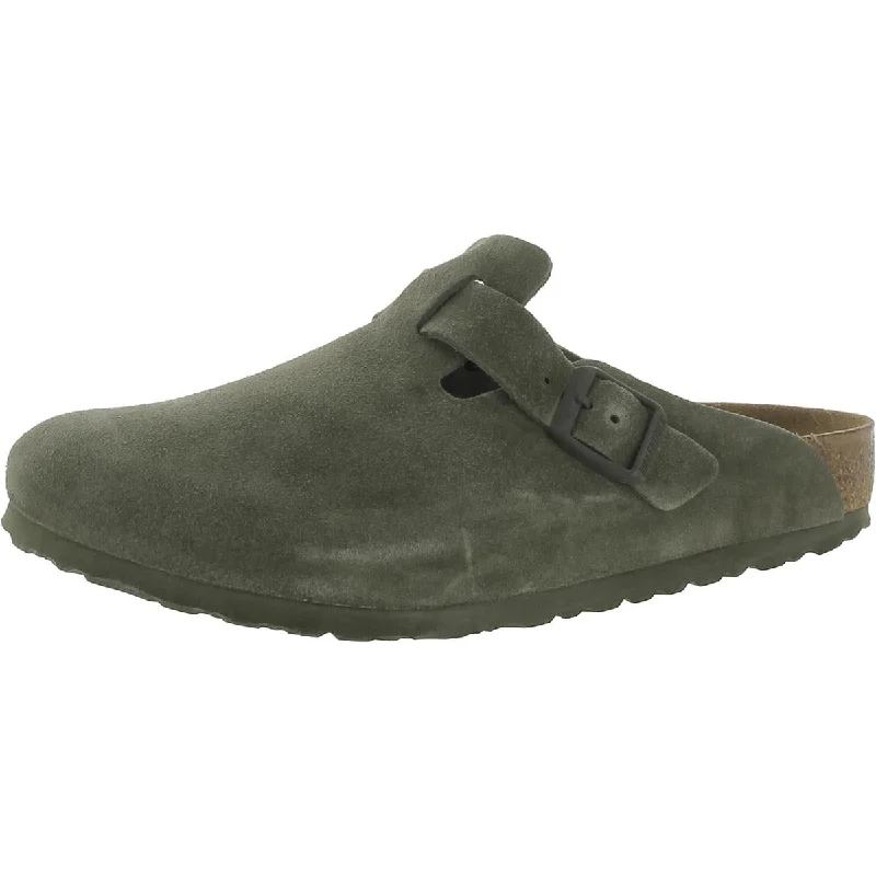 Birkenstock Mens Boston Suede Slip On Shoes Combat - Inspired Military Boot Look  