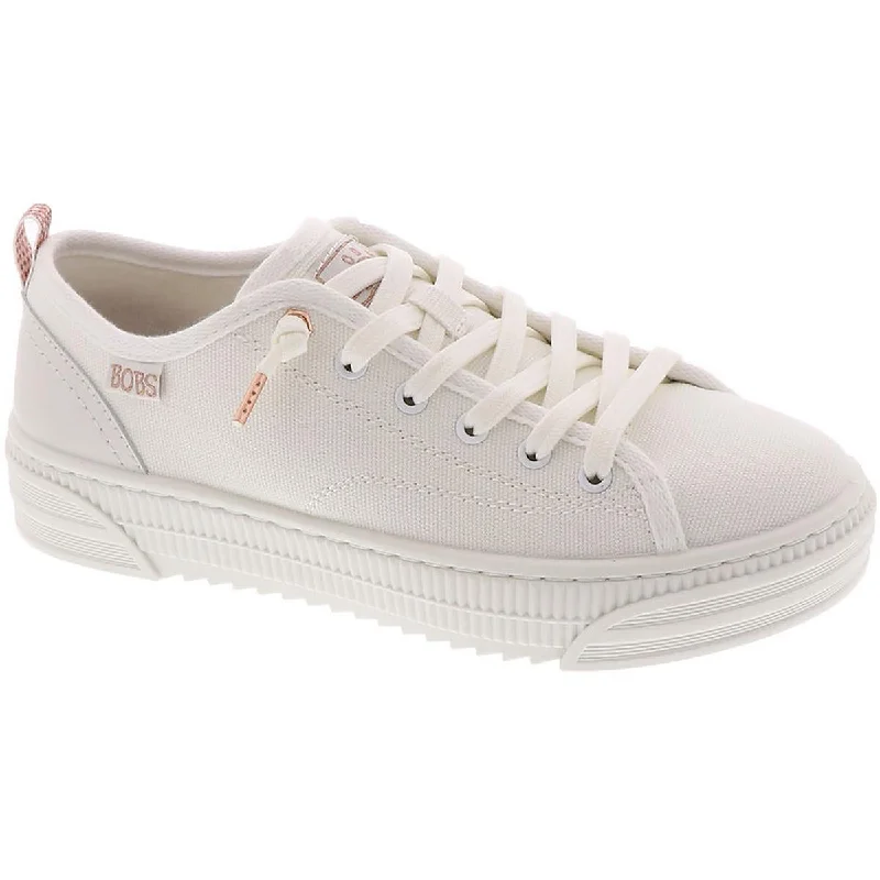 BOBS From Skechers Womens Copa Memory Foam Canvas Slip-On Sneakers Checkered Shoe Pattern Look  