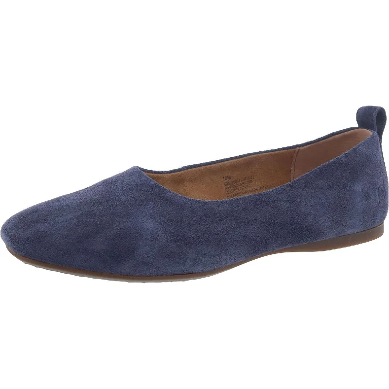 Born Womens Beca Leather Slip On Ballet Flats Athleisure Derby Style  