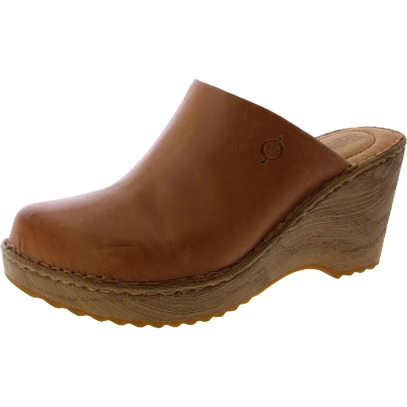 Born Womens KHELL 21 Leather Round toe Clogs Rubber - Sole Plimsoll Look  