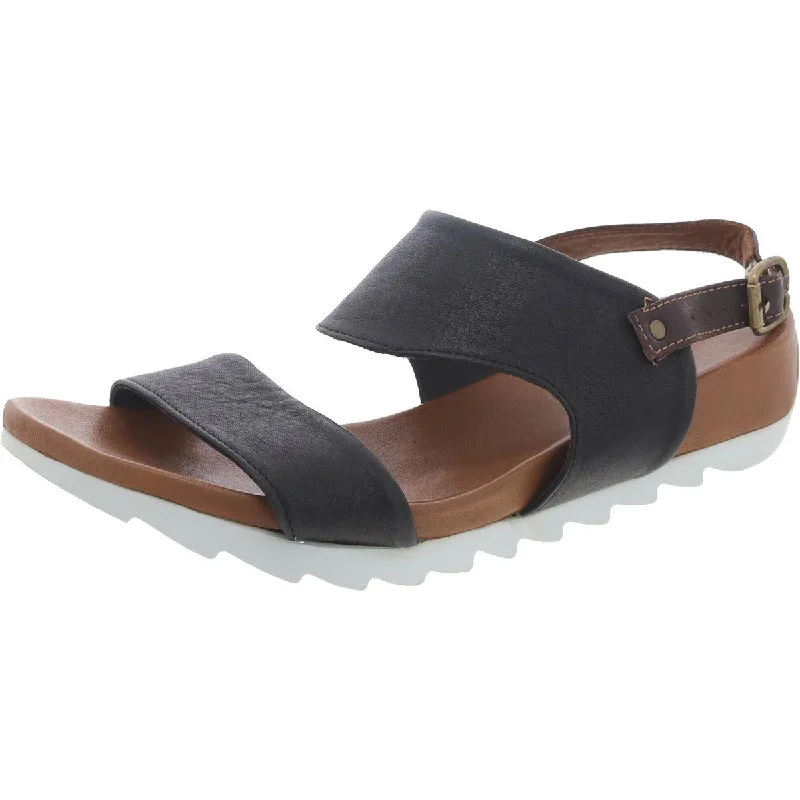 Bueno Womens Leather Wedge Slingback Sandals Ivy League - Inspired Derby Look 