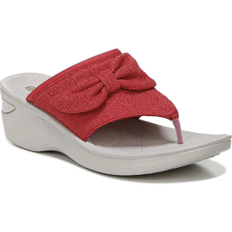 Bzees Womens Dancing Queen Knot-Front Slip On Wedge Sandals Quilted Shoe Design  