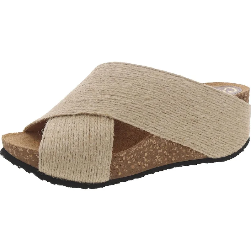 Californians Womens Peep Toe Slip On Wedge Sandals Loose - Fit Slipper Style  