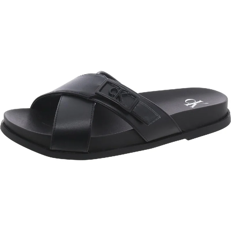 Calvin Klein Jeans Womens Eandria Slip On Open Toe Slide Sandals Zip - Up Boot Style Calvin Klein Jeans Womens Eandria Slip On Open Toe Slide Sandals Zip - Up Boot Style