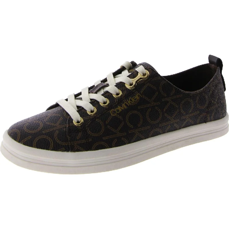 Calvin Klein Womens Michaela Faux Leather Lifestyle Casual And Fashion Sneakers Aesthetic Calvin Klein Womens Michaela Faux Leather Lifestyle Casual And Fashion Sneakers Aesthetic