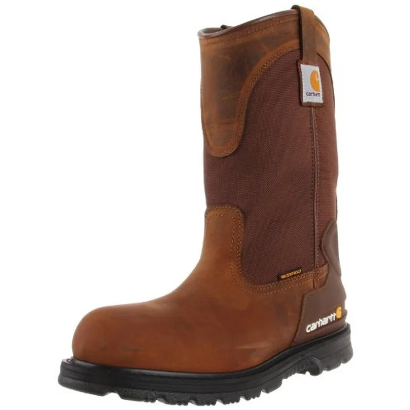 Carhartt Mens 11" Leather Steel Toe Wellington Boots Two - Tone Shoe Design  