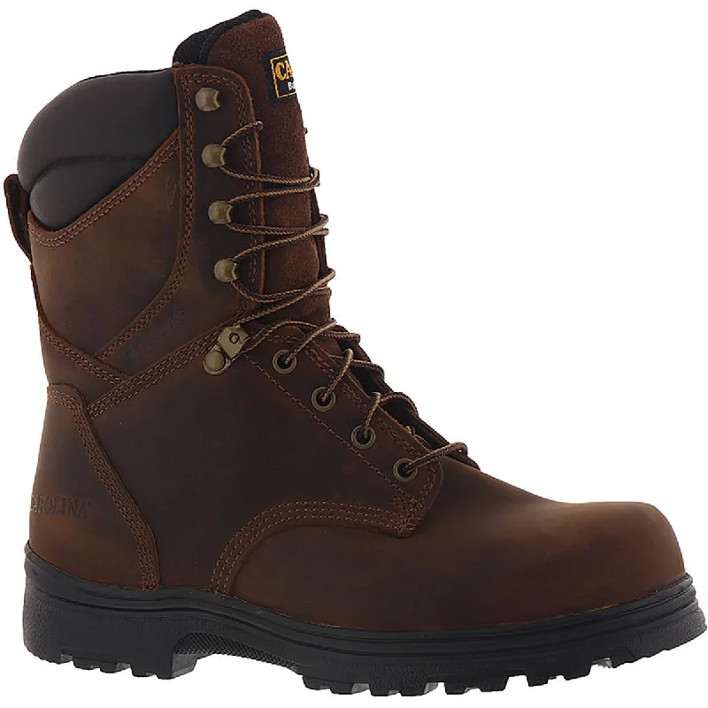 Carolina Mens Surveyor 8" Leather Slip Resistant Work Boots Checkered Shoe Pattern Look Carolina Mens Surveyor 8" Leather Slip Resistant Work Boots Checkered Shoe Pattern Look