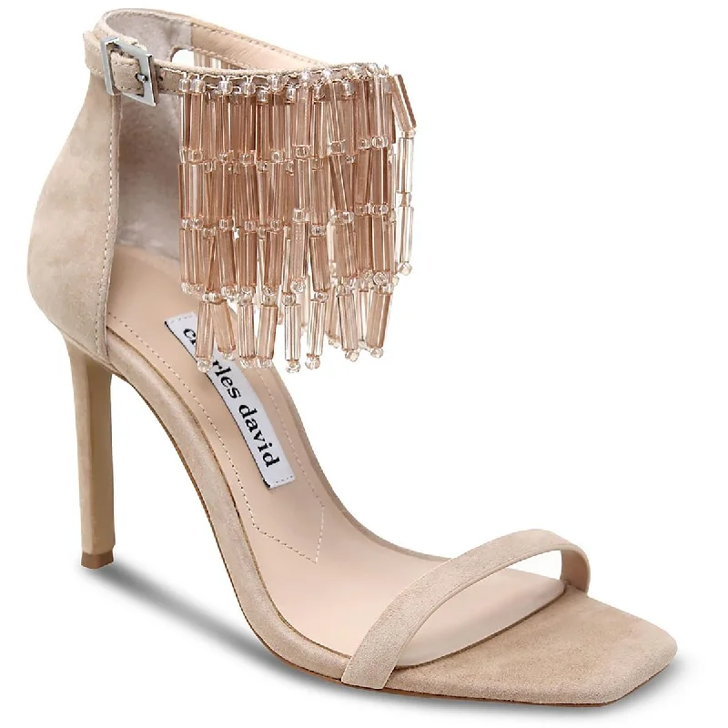Charles David Womens Enrich Suede Ankle Strap Heels Art Deco - Inspired Shoe Look  