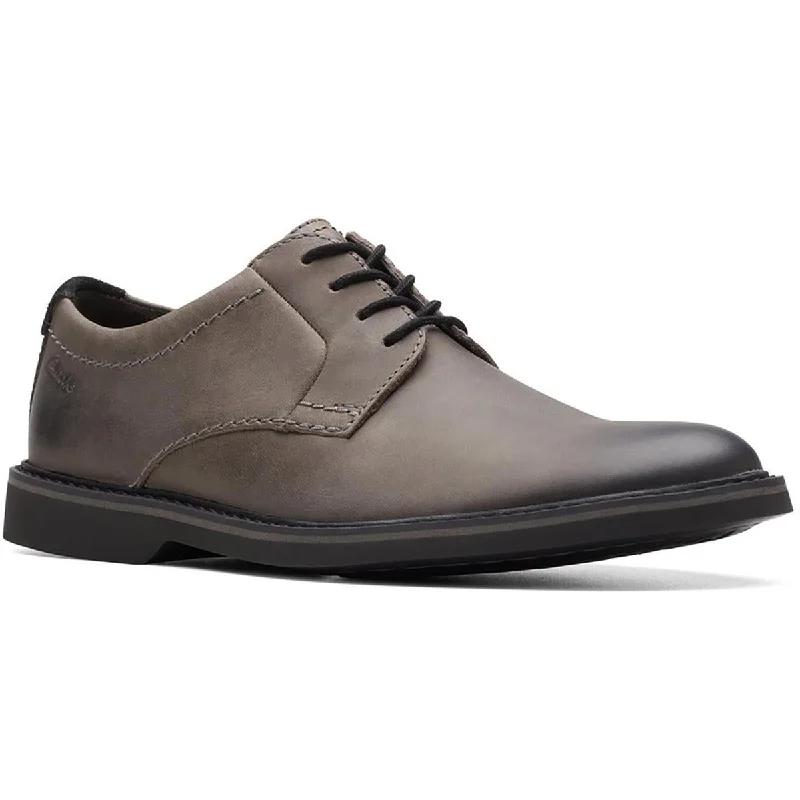 Clarks Mens Atticus Leather Lace-Up Oxfords Loose - Fit Slipper Style  