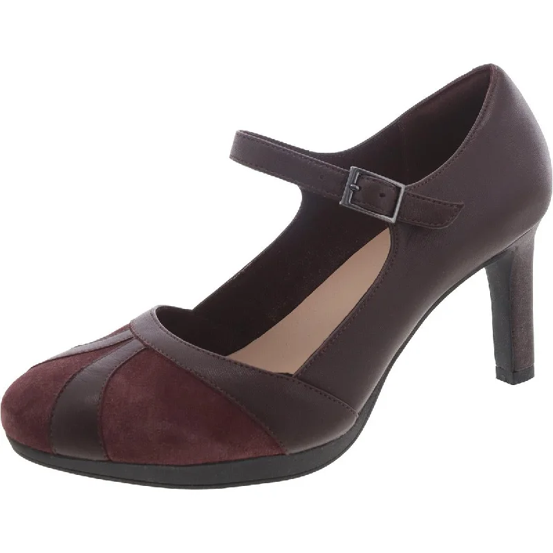Clarks Womens Ambyr Light Mixed Media Round Toe Mary Jane Heels Sustainable Shoe Design  