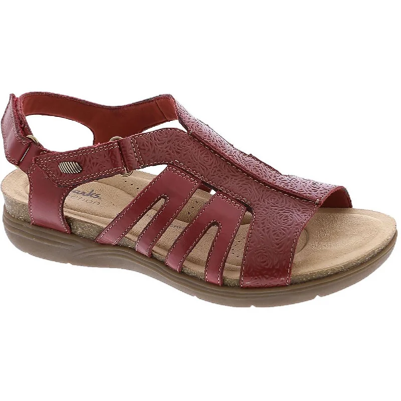 Clarks Womens April Belle Leather Strappy Slingback Sandals Retro Plimsoll Style  