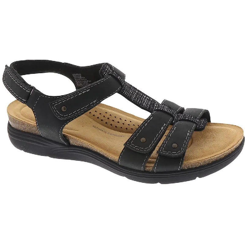 Clarks Womens April Cove  Strappy Slip On Ankle Strap Checkered Shoe Pattern Look  
