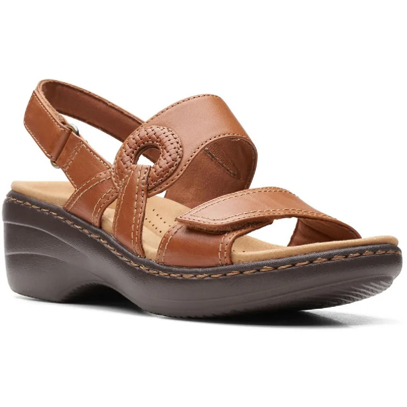 Clarks Womens Merliah Opal Leather O-Ring Wedge Sandals Tassel Driving Shoe Look 