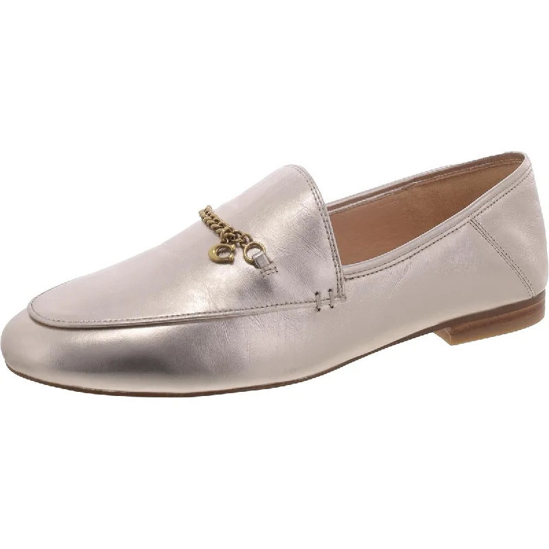 Coach Womens Hanna Leather Chain Loafers Single - Buckle Monk Look  