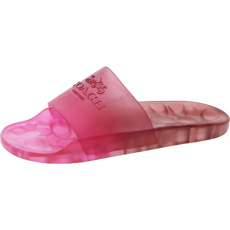 Coach Womens Ulyssa Rubber Slide Flat Pool Slides Slide Sandals Open - Lacing Derby Look  