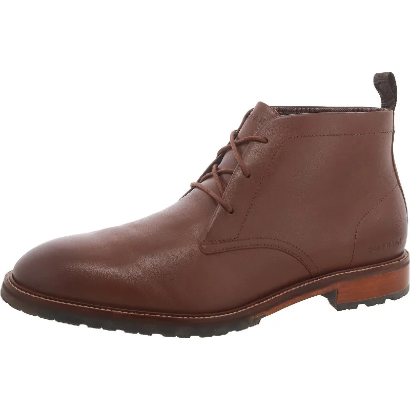 Cole Haan Mens BERKSHIRE LUG Comfort Insole Leather Chukka Boots Two - Tone Shoe Design  