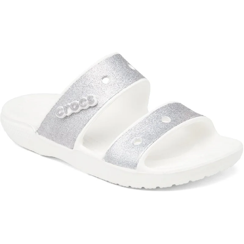 Crocs Mens Classic Glitter Open Toe Pool Slides Lightweight Tennis Sneaker Look  