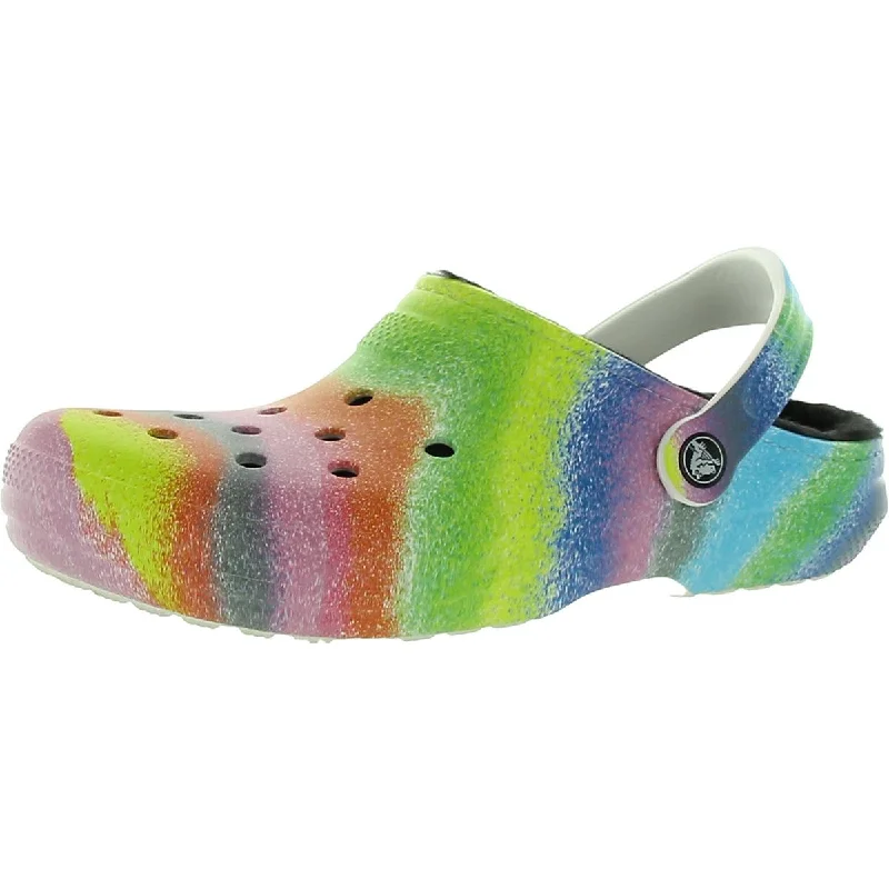 Crocs Womens Rubber Slip On Mules Checkered Shoe Pattern Look  