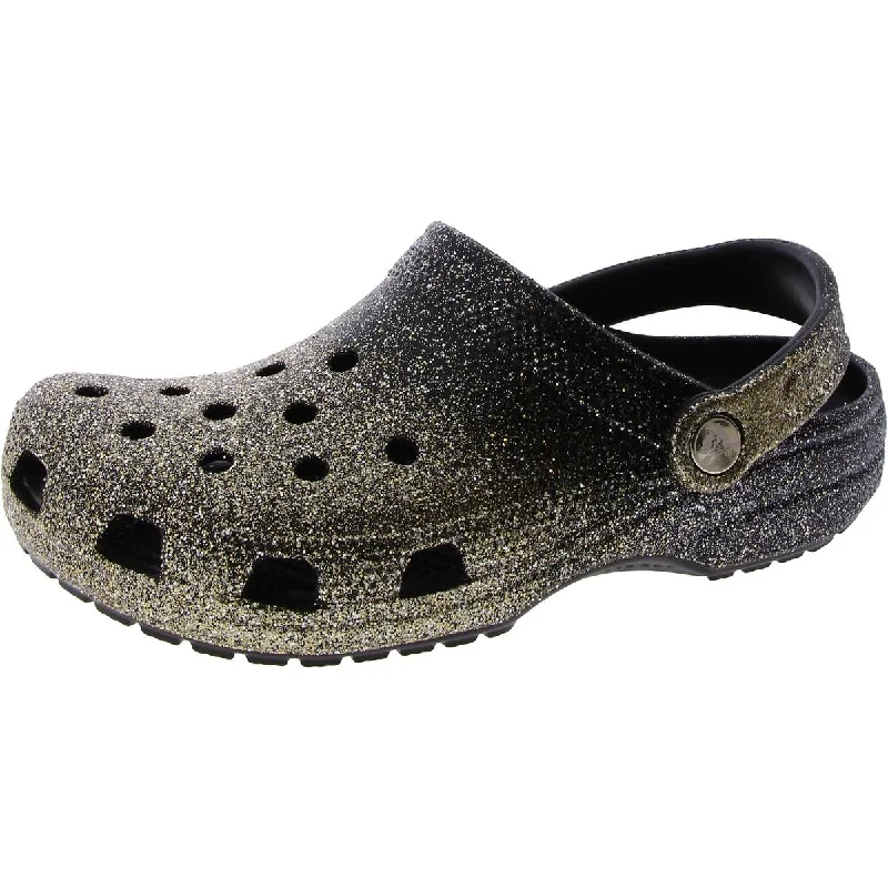 Crocs Womens Slip-On Glitter Clogs Patchwork Shoe Aesthetic  