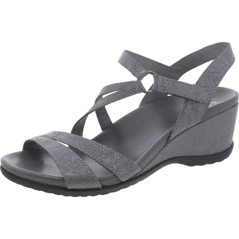 Dansko Womens Leather Ankle Strap Wedge Sandals Inflatable Shoe Look 