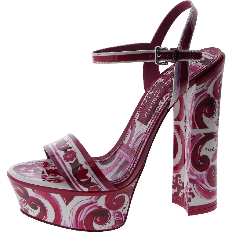 Dolce & Gabbana Womens KEIRA Ankle Strap Open Toe Platform Heels Metallic Trim Shoe Design Dolce & Gabbana Womens KEIRA Ankle Strap Open Toe Platform Heels Metallic Trim Shoe Design