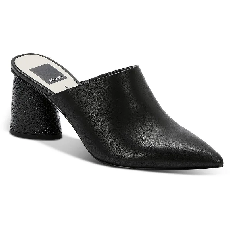 Dolce Vita Womens AYDIN Leather Slip On Mules Ankle - High Military Boot Style  