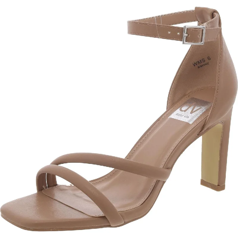 Dolce Vita Womens Simone Leather Ankle Strap Heels Comfortable Derby Style  