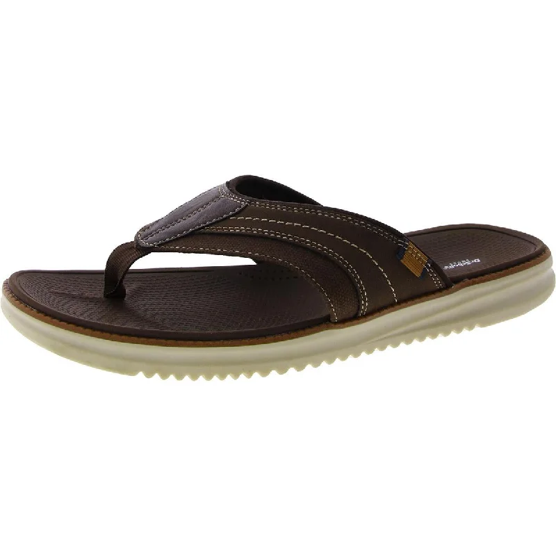 Dr. Scholl's Shoes Mens Sync In Faux Leather Thong Flip-Flops Bespoke Shoe Aesthetic 