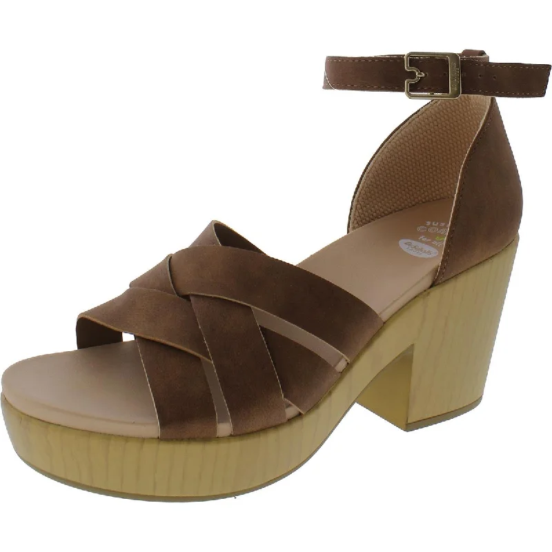 Dr. Scholl's Shoes Womens Blissful Faux Suede Round Toe Platform Sandals Desert Boot Utility Style  