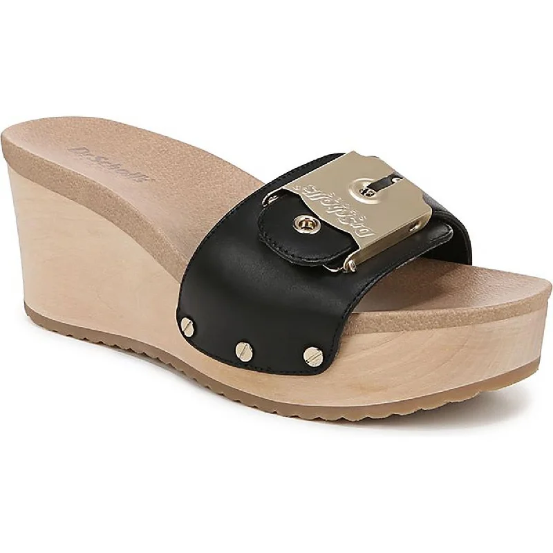 Dr. Scholl's Shoes Womens Original Life Leather Wedge Slide Sandals Comfortable Derby Style Dr. Scholl's Shoes Womens Original Life Leather Wedge Slide Sandals Comfortable Derby Style