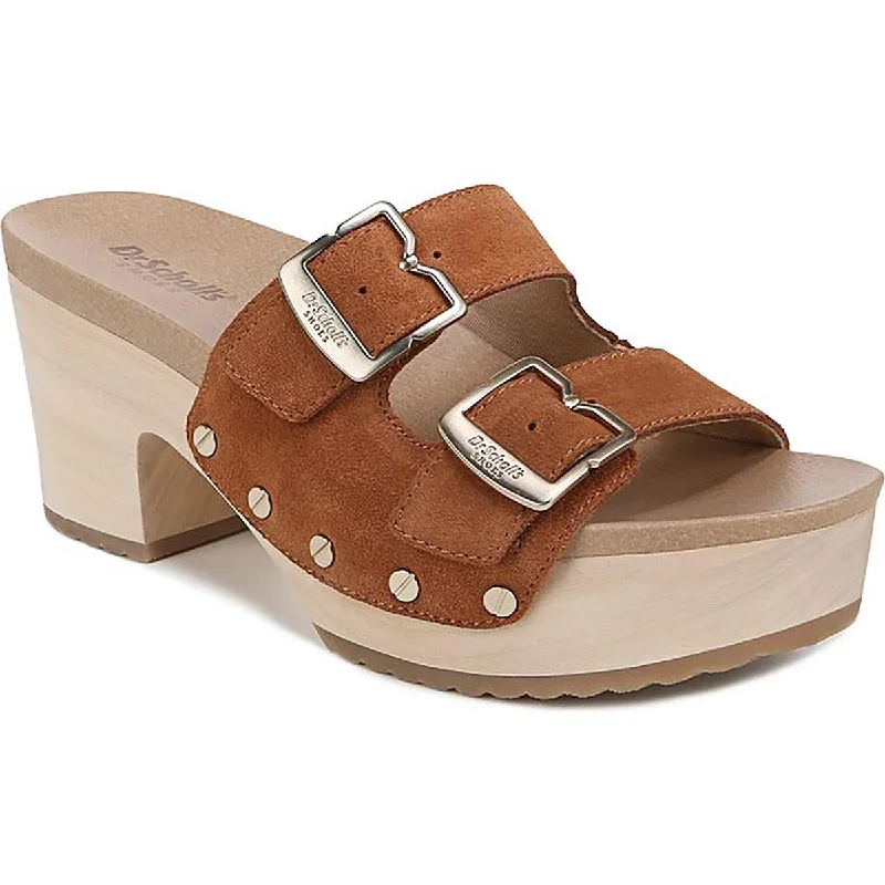 Dr. Scholl's Shoes Womens Original Vibe Suede Slip On Platform Sandals Performance Running Sneaker Look  