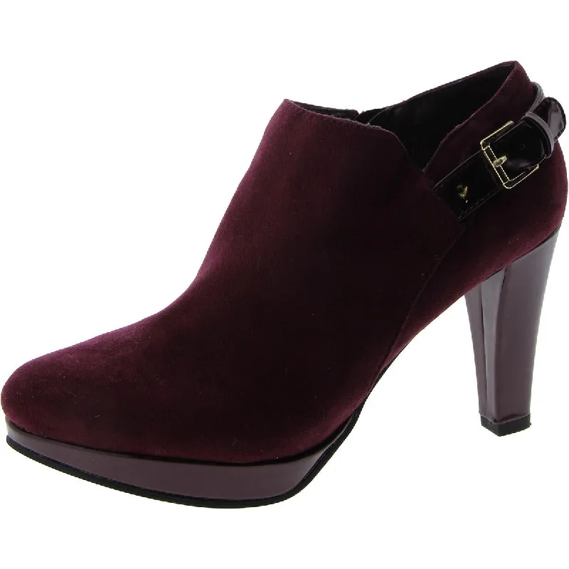East 5th Womens Esme Faux Suede Buckle Mules Tailored Oxford Style 