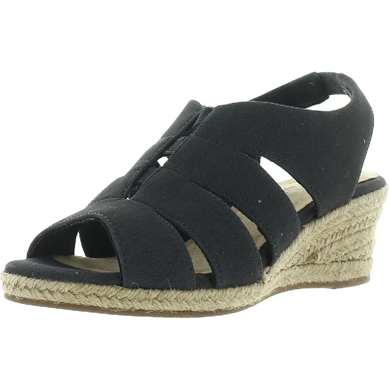 Easy Street Womens Aziza Canvas Espadrille Wedge Sandals Paisley Print Shoe Design  