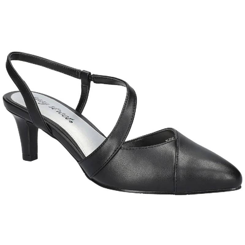 Easy Street Womens Emerald Faux Leather Pointed Toe Slingback Heels Comfortable Derby Style Easy Street Womens Emerald Faux Leather Pointed Toe Slingback Heels Comfortable Derby Style