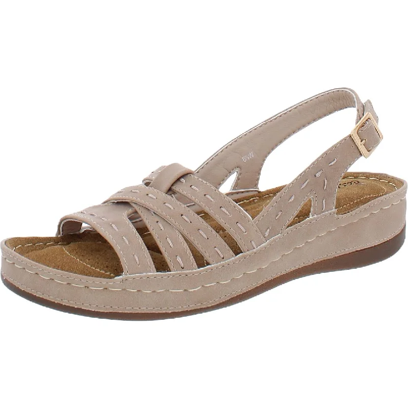 Easy Street Womens Kehlani Wedge Cushion Insole Slingback Sandals Metallic Trim Shoe Design Easy Street Womens Kehlani Wedge Cushion Insole Slingback Sandals Metallic Trim Shoe Design