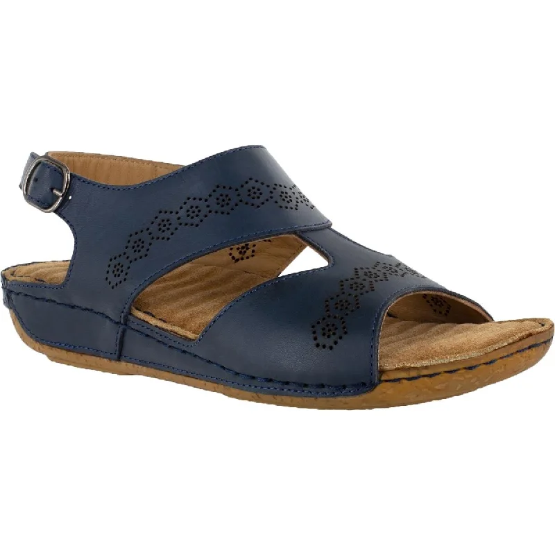 Easy Street Womens Sloane Leather Slip On Slingback Sandals Comfortable Derby Style  