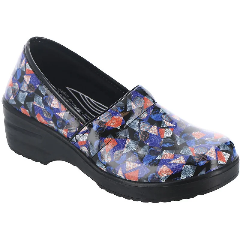 Easy Works by Easy Street Womens Leeza Patent Work and Safety Shoes Beaded Moccasin Design 