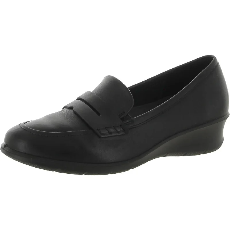 ECCO Womens Felicia Leather Slip-On Loafers Bespoke Shoe Aesthetic 