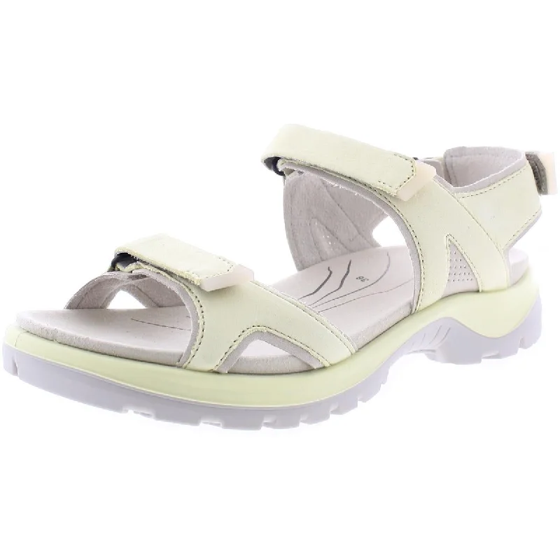 ECCO Womens Offroad Leather Ankle Strap Sport Sandals Checkered Shoe Pattern Look  